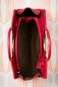 La Parisienne - 60s Pia Top Handle Handbag in Red and Aubergine 5