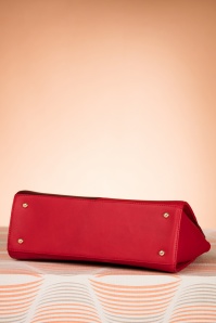 La Parisienne - 60s Pia Top Handle Handbag in Red and Aubergine 6
