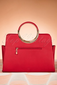 La Parisienne - Pia Top Handle Handbag Années 60 en Rouge et Aubergine 4