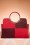 La Parisienne - 60s Pia Top Handle Handbag in Red and Aubergine