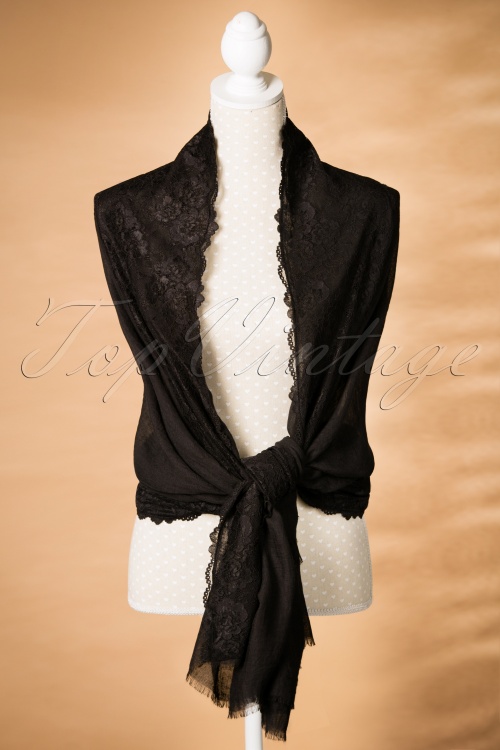 Amici - Rhinna kanten sjaal in zwart 5