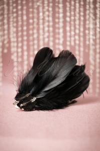 ZaZoo - 20s Sparkling Feather Fascinator in Black 4