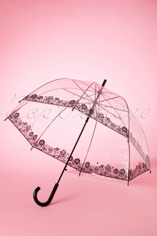 So Rainy - 60s Dentelle Flower Transparent Dome Umbrella in Black 3