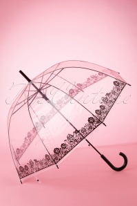 So Rainy - 60s Dentelle Flower Transparent Dome Umbrella in Black