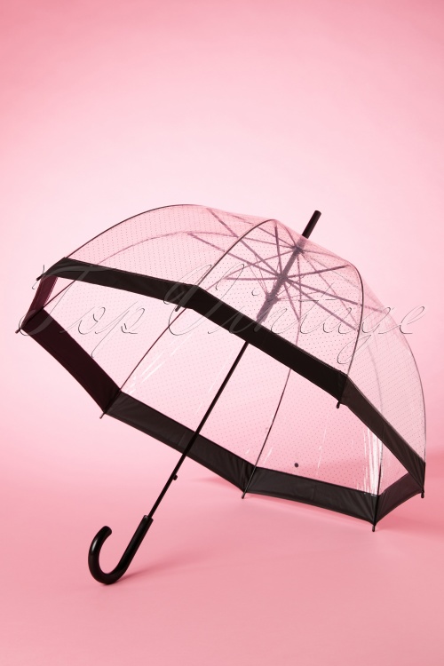 So Rainy - 60s Lady Dot Transparent Dome Umbrella in Black 4