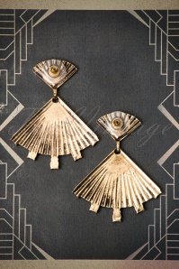  - 30s Rosalie Fan Earrings in Antique Gold 3