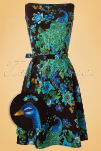 Heart of Haute - Monique Royal Peacock Dress Années 60 en Noir 2