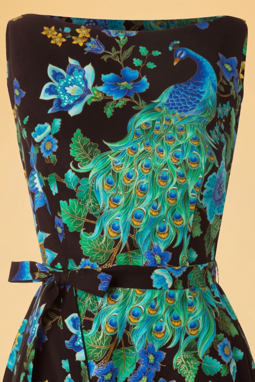 Heart of Haute - Monique Royal Peacock Dress Années 60 en Noir 5