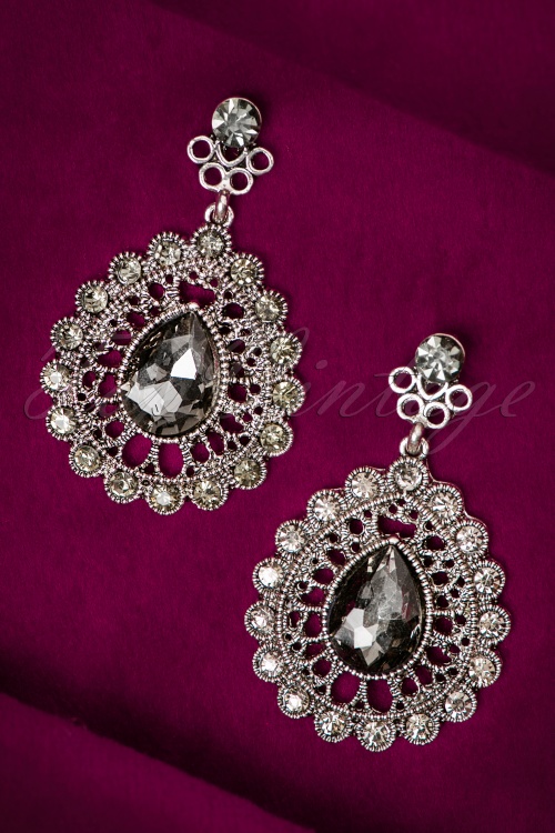  - Dorothy Diamond Drop Earrings Années 30 en Argenté