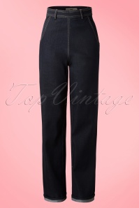 Collectif Clothing - Siobhan jeans met hoge taille in marineblauw
