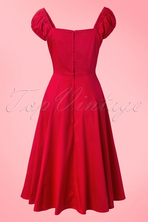 Collectif Clothing - Dolores Doll Swing Dress Années 1950 en Rouge 6