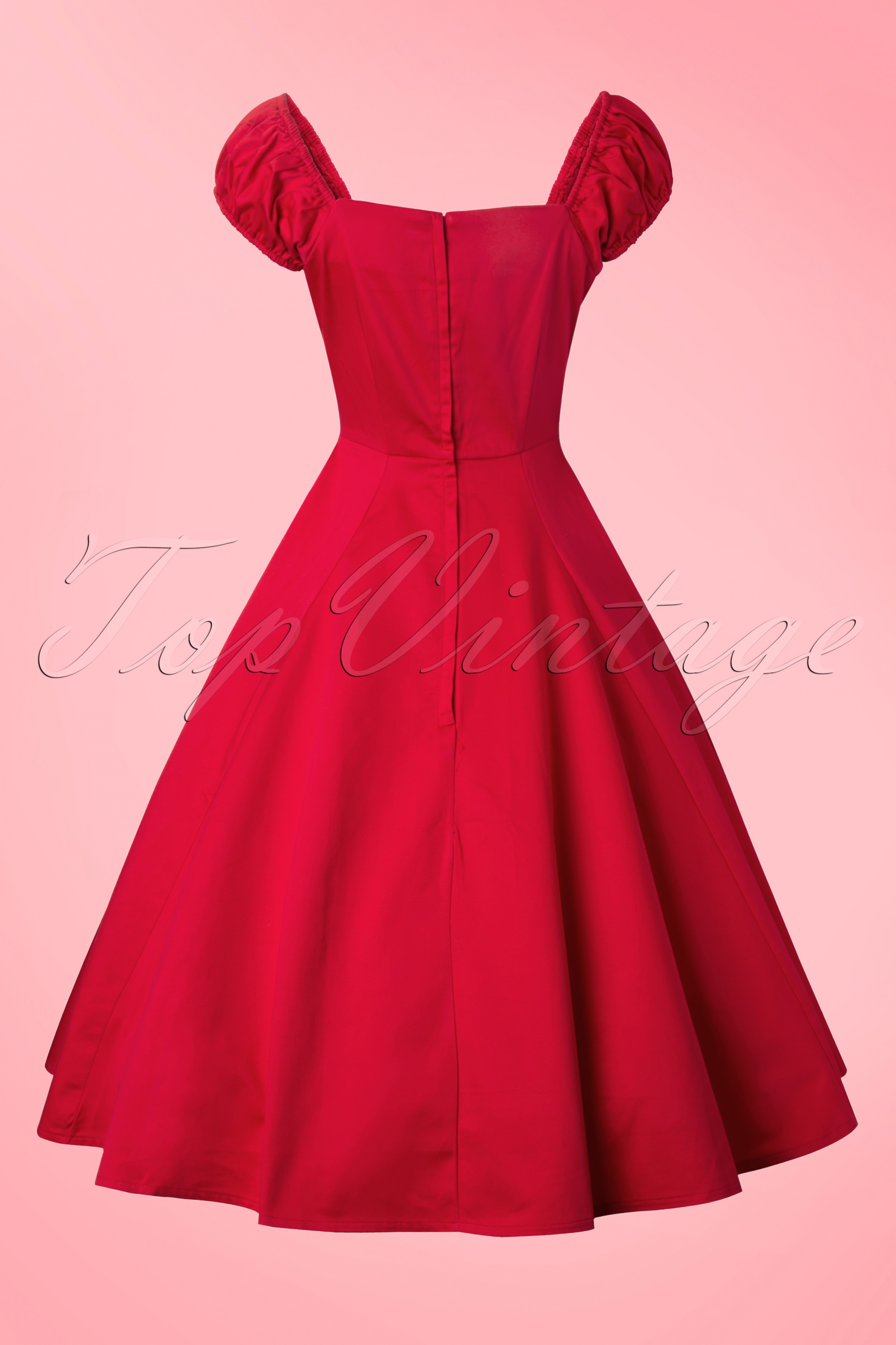 Collectif Clothing - Dolores pop-swingjurk in rood 5