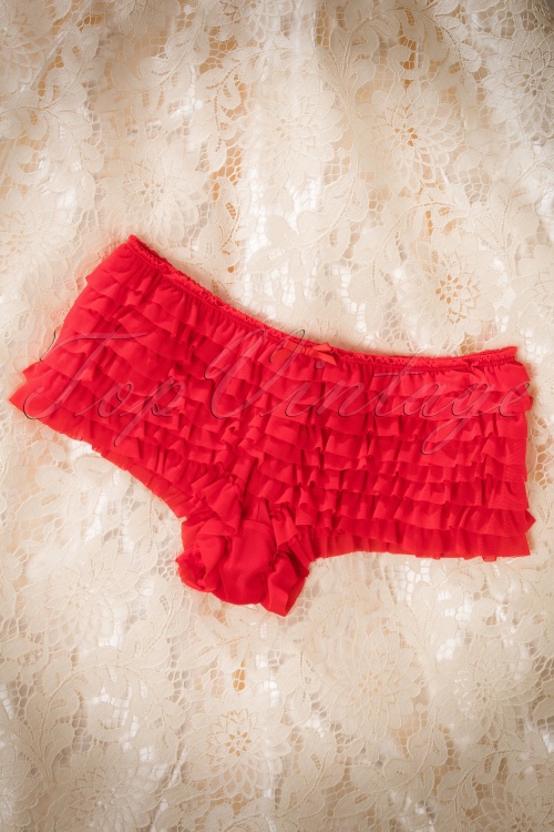 Lovely Legs - Sherry Ruffle Tanga Années 50 en Rouge