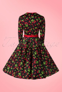 Pinup Couture - Heidi Black Cherry Swing-Kleid mit langen Ärmeln 7