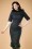 Collectif Clothing - Juliette Chaise Check Pencil Dress Années 30 en Navy et Vert