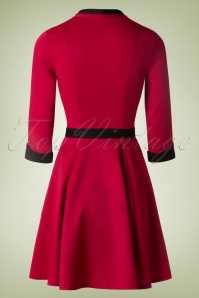 Banned Retro - American Dreamer Collar Dress Années 1950 en Rouge 4