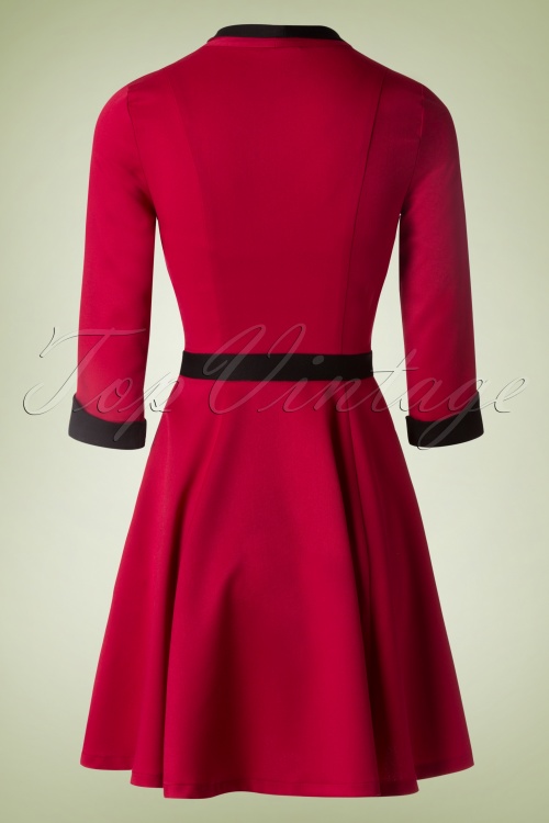Banned Retro - American Dreamer Collar Dress Années 1950 en Rouge 4