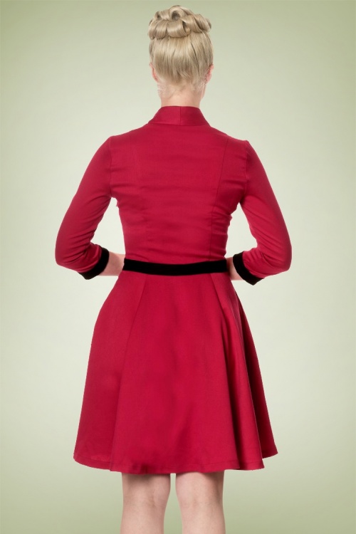 Banned Retro - 50s American Dreamer Collar Dress in Red 5