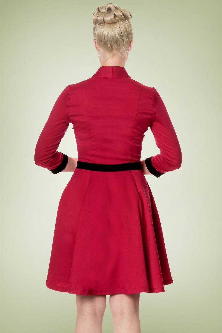 Banned Retro - Amerikaanse Dreamer-jurk met kraag in rood 5