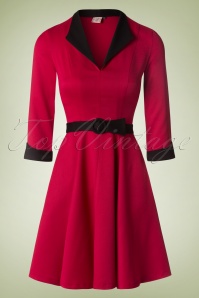 Banned Retro - American Dreamer Collar Dress Années 1950 en Rouge