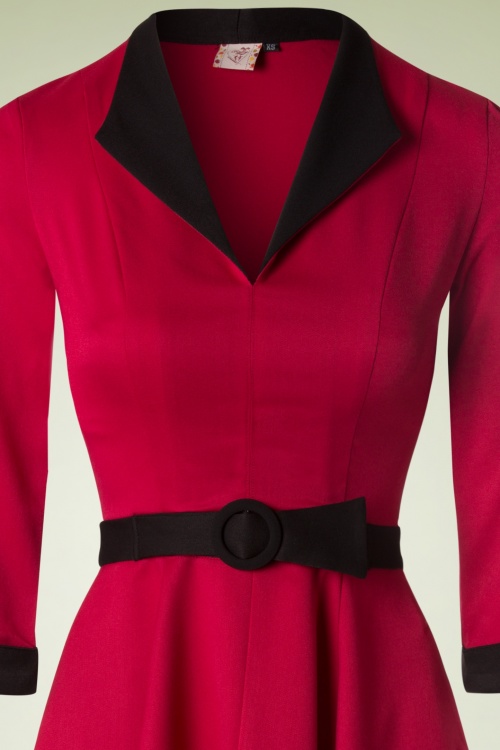 Banned Retro - American Dreamer Collar Dress Années 1950 en Rouge 3