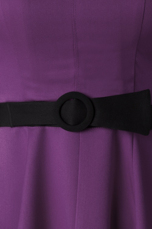 Banned Retro - American Dreamer Collar Dress Années 50 en Violet 6
