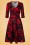 Dolly and Dotty - 50s Katherine Floral Swing Dress in Black and Red 2