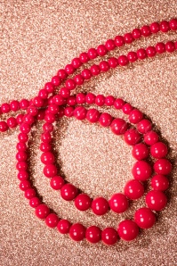 Collectif Clothing - Two Tier Beaded Necklace Années 50 en Rouge 3