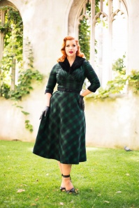 Vixen - 40s Lola Tartan Swing Dress in Green 6
