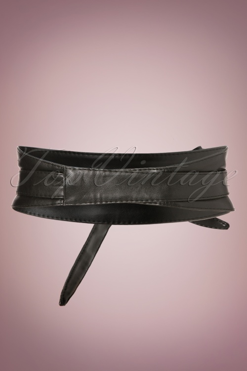 Collectif Clothing - Obi Wrap Belt Années 50 en Noir 4