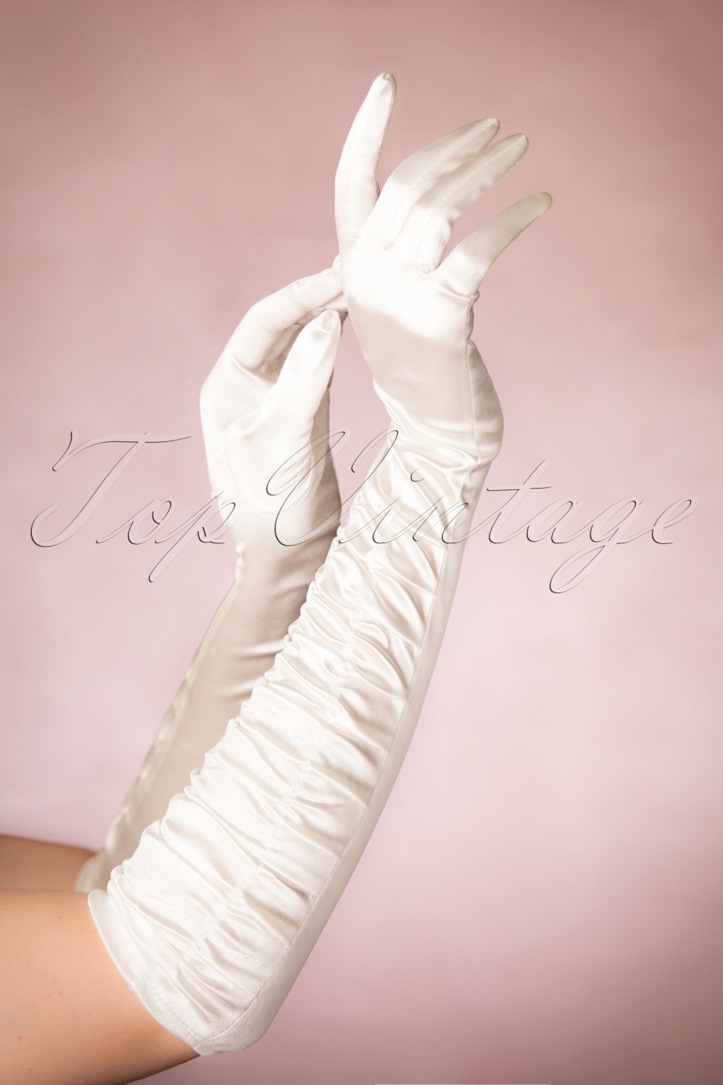 50s Satin Chic Gloves in Cream