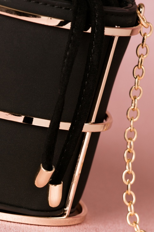 La Parisienne - 60s Cathie Caged Bag in Black and Gold 4