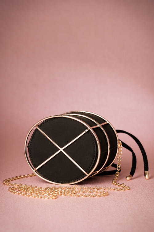 La Parisienne - 60s Cathie Caged Bag in Black and Gold 6