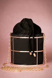 La Parisienne - Cathie gekooide tas in zwart en goud 2