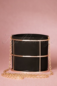 La Parisienne - 60s Cathie Caged Bag in Black and Gold 3