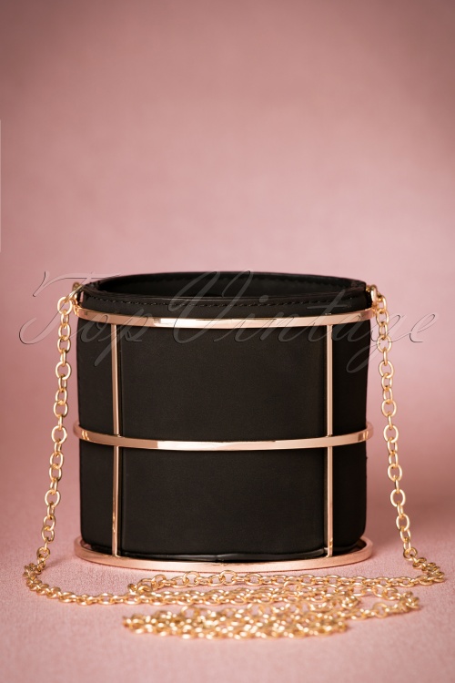 La Parisienne - 60s Cathie Caged Bag in Black and Gold