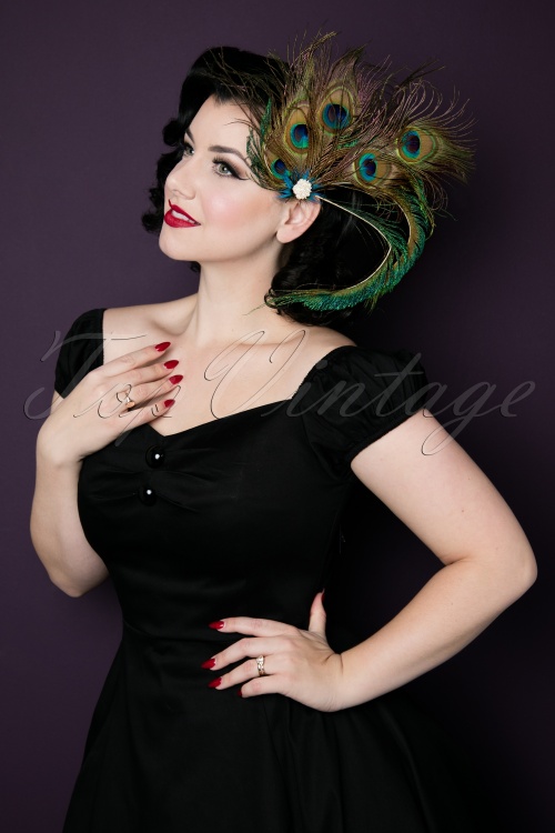 20s Bernice Peacock Feather Hair Clip