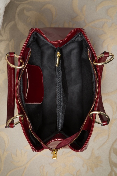 VaVa Vintage - Sadie Classy Leather Handbag Années 1960 en Rouge 4