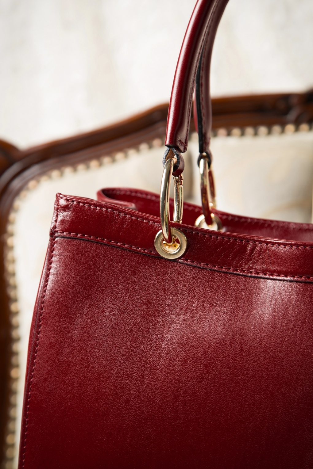 vintage red handbag