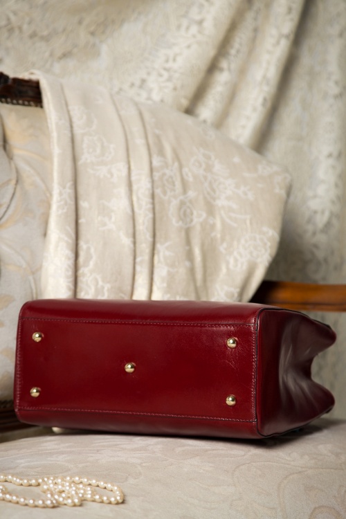 VaVa Vintage - Sadie Classy Leather Handbag Années 1960 en Rouge 5