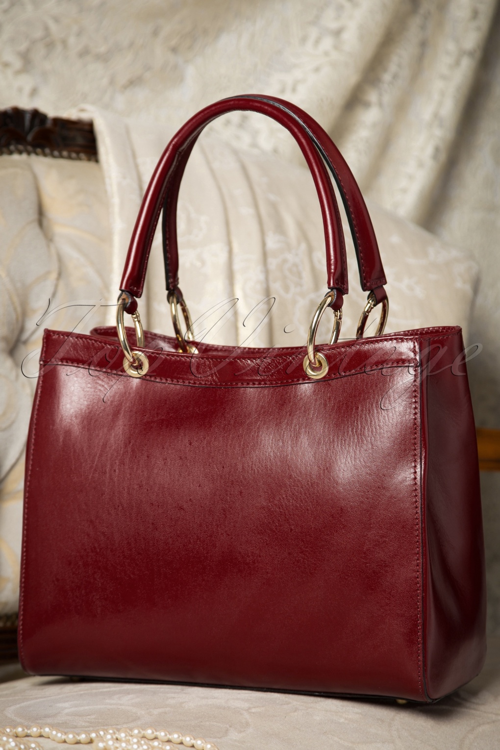 vintage red handbag