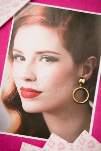 Vixen by Micheline Pitt - 50s Bad Girl Gold Plated Hoops Earrings 3