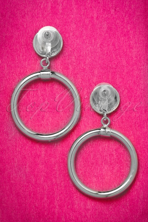 Vixen by Micheline Pitt - TopVintage exclusive ~ Bad Girl Sterling Silver Plated Hoop earrings Années 50 en Argenté 5