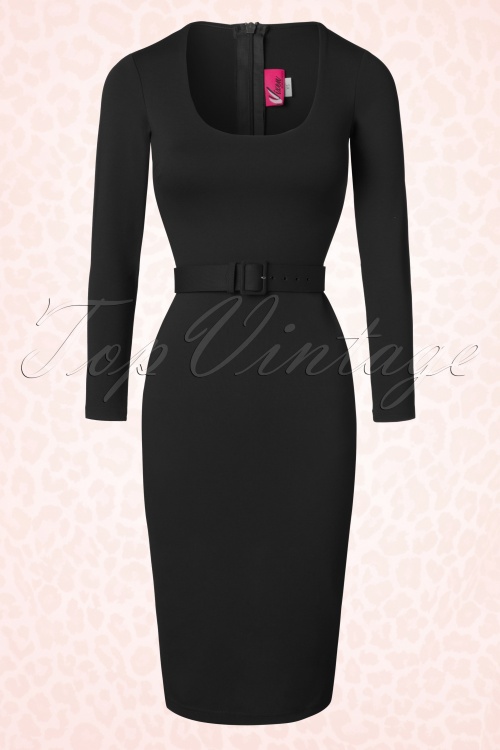 Vixen by Micheline Pitt - 50s Vixen Wiggle Dress in Black 2