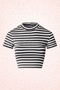 Vixen by Micheline Pitt - 50s Bad Girl Crop Top in Black and White Stripes 5