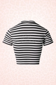 Vixen by Micheline Pitt - 50s Bad Girl Crop Top in Black and White Stripes 11