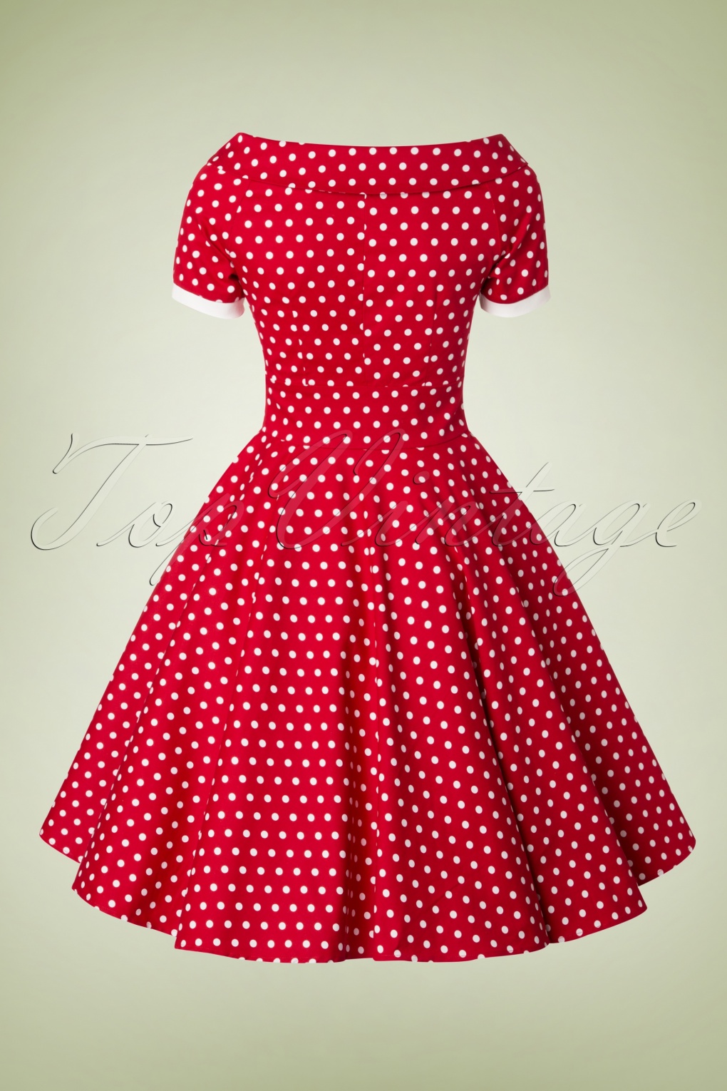 50s Darlene Polkadot Swing Dress in Red
