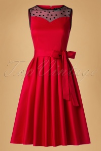 Dolly and Dotty - 50s Elizabeth Swing Dress in Lipstick Red 4