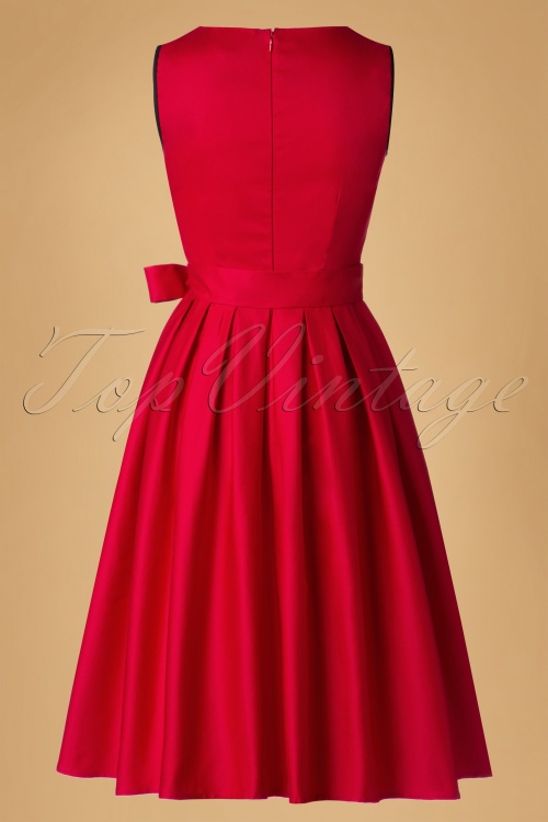 Dolly and Dotty - 50s Elizabeth Swing Dress in Lipstick Red 6