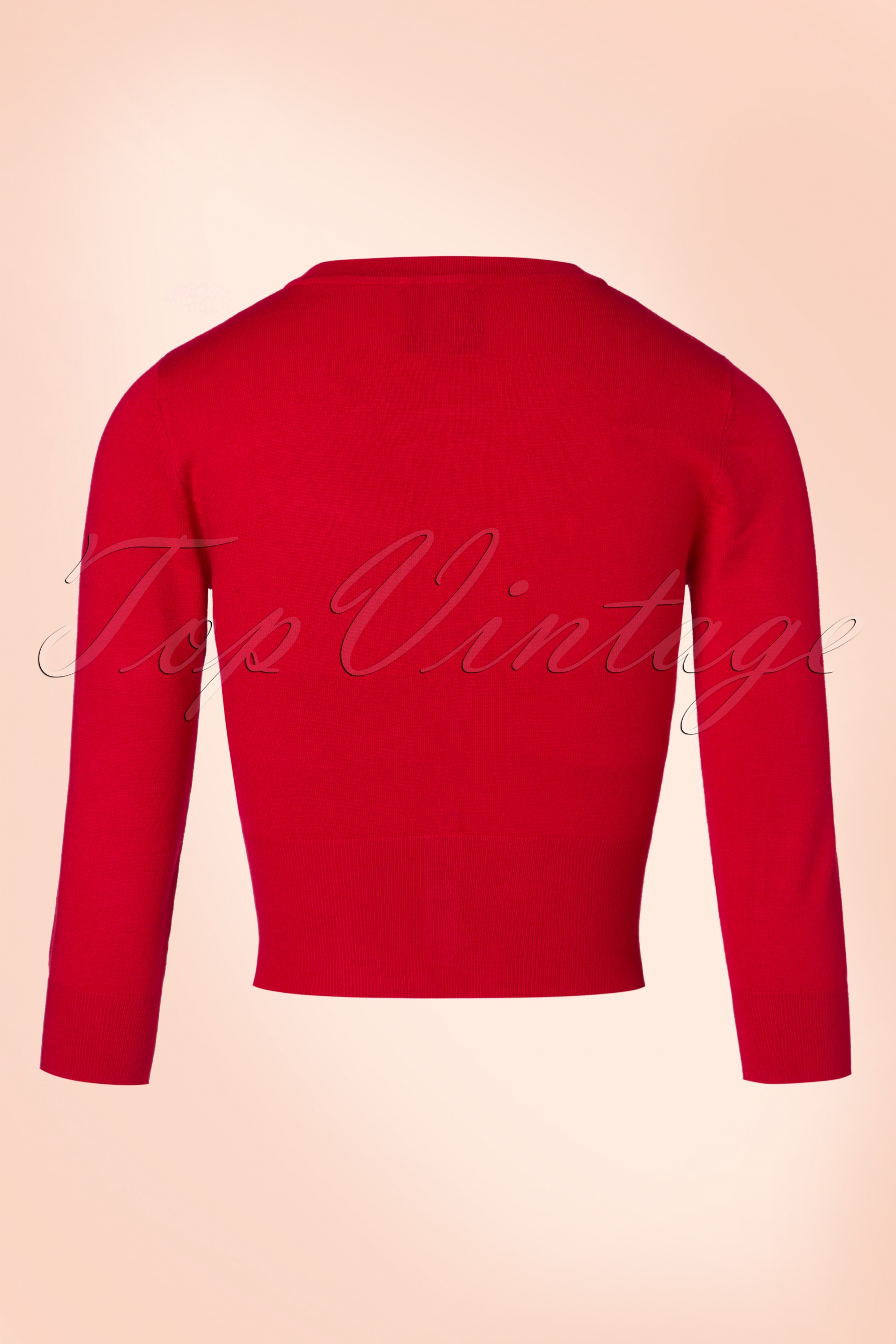 Pretty Retro - Mooie Crew Cardi in Lipstick Red 2